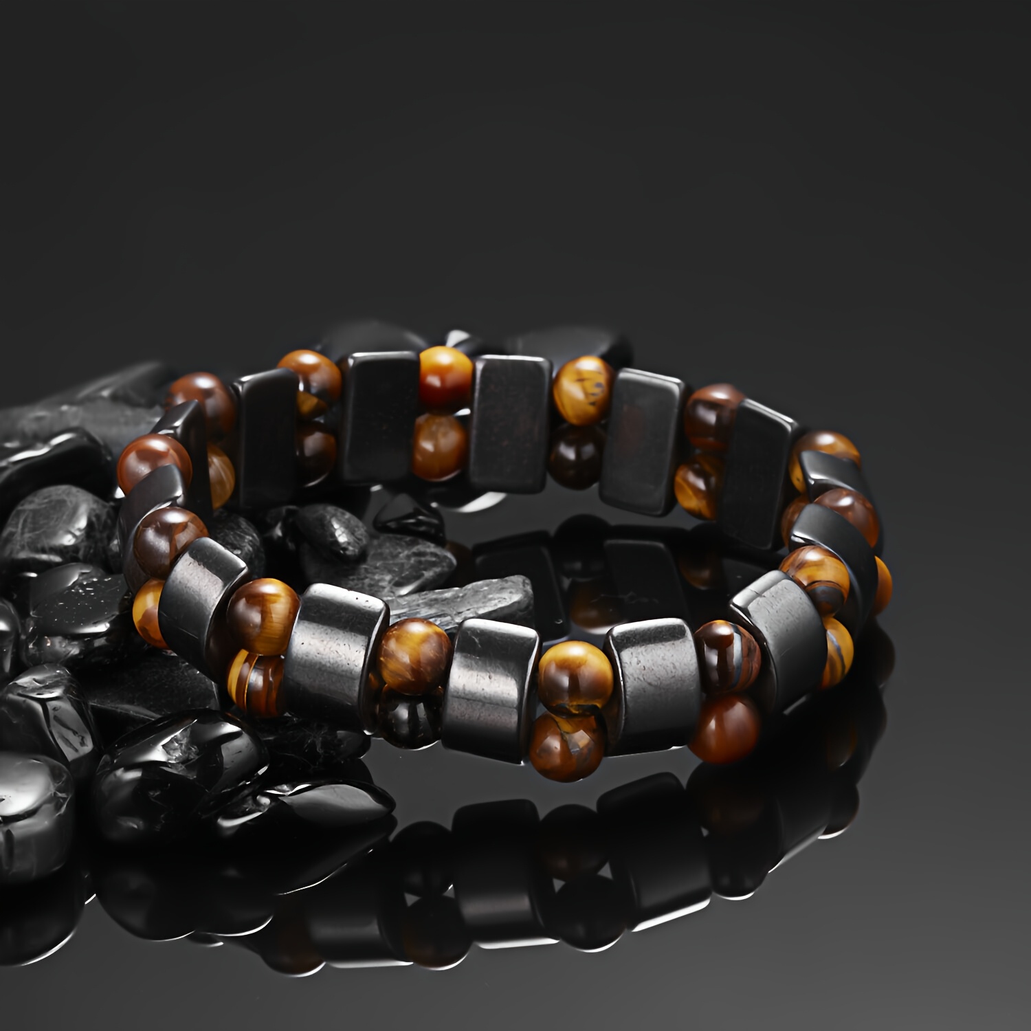 Men's Double Row Half Bracelet, Stylish Design
